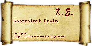 Kosztolnik Ervin névjegykártya